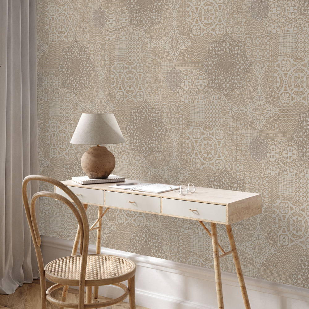 DANTE | Geometric Damask Design Wallpaper