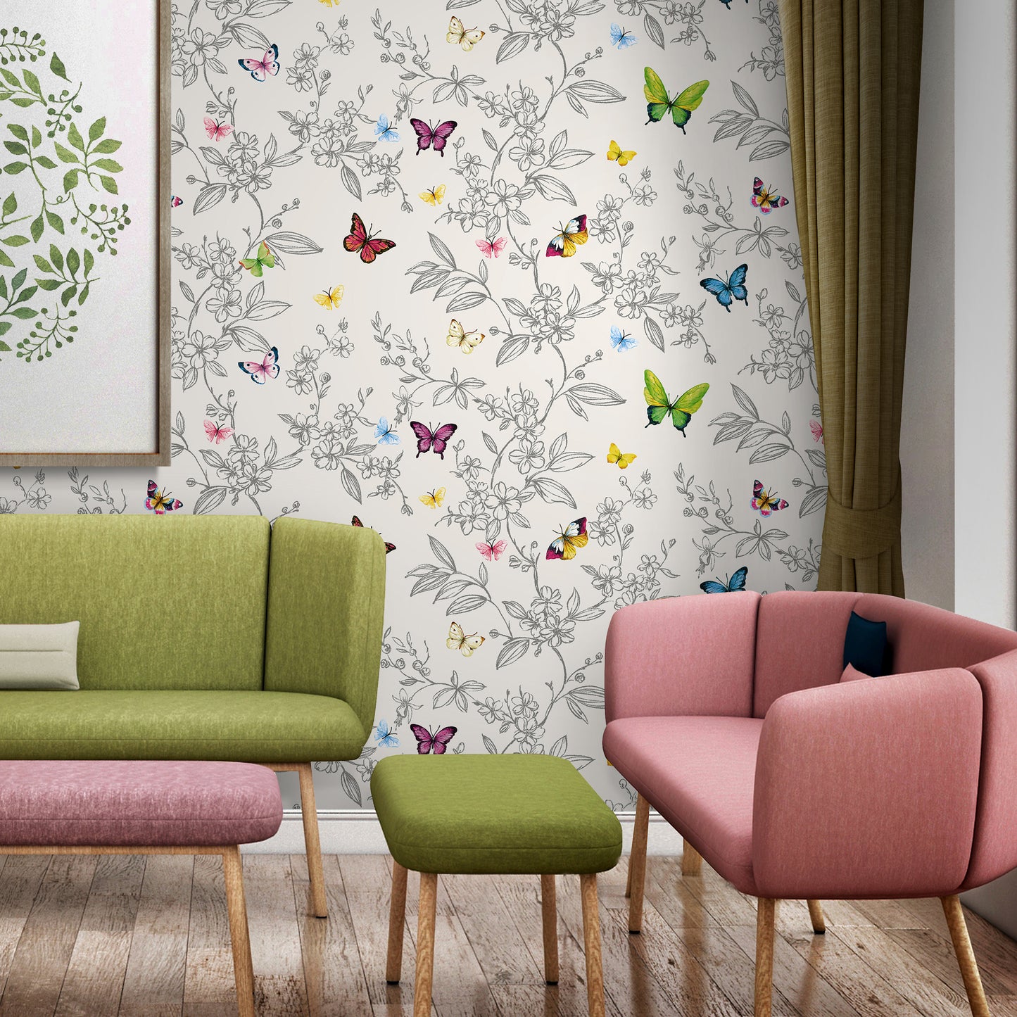 ANKA | Butterfly and flowers pattern wallpaper