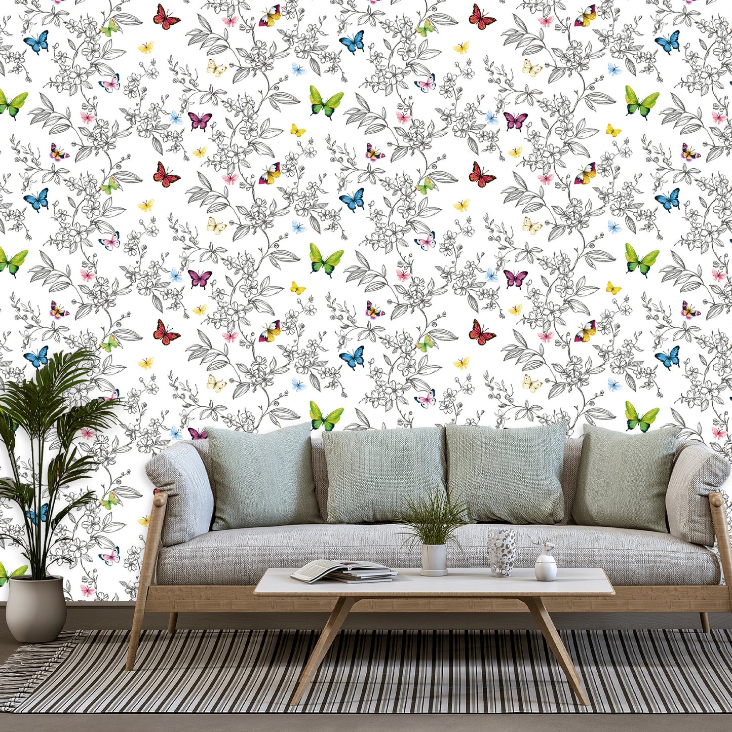 ANKA | Butterfly and flowers pattern wallpaper