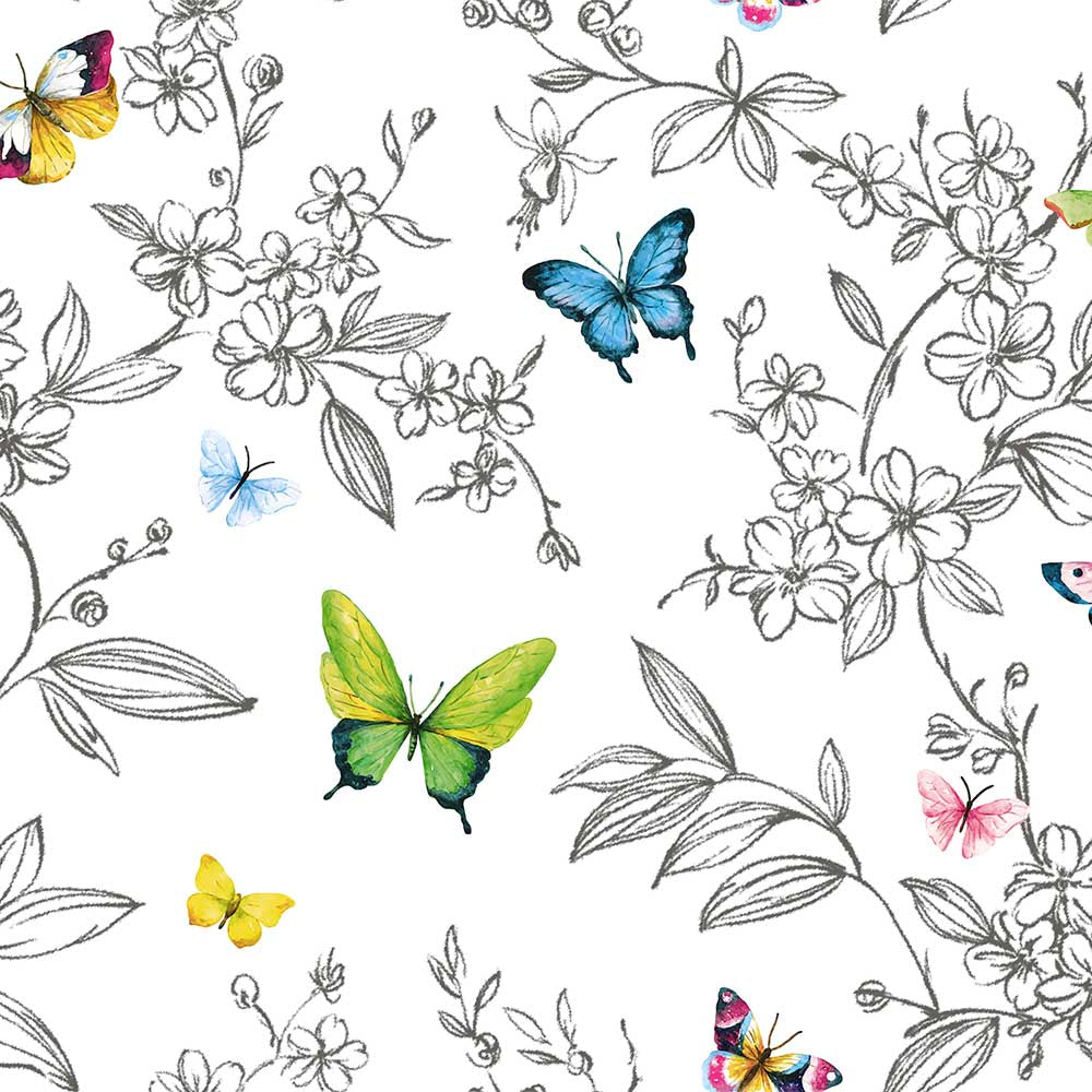 ANKA | Butterfly and flowers pattern wallpaper