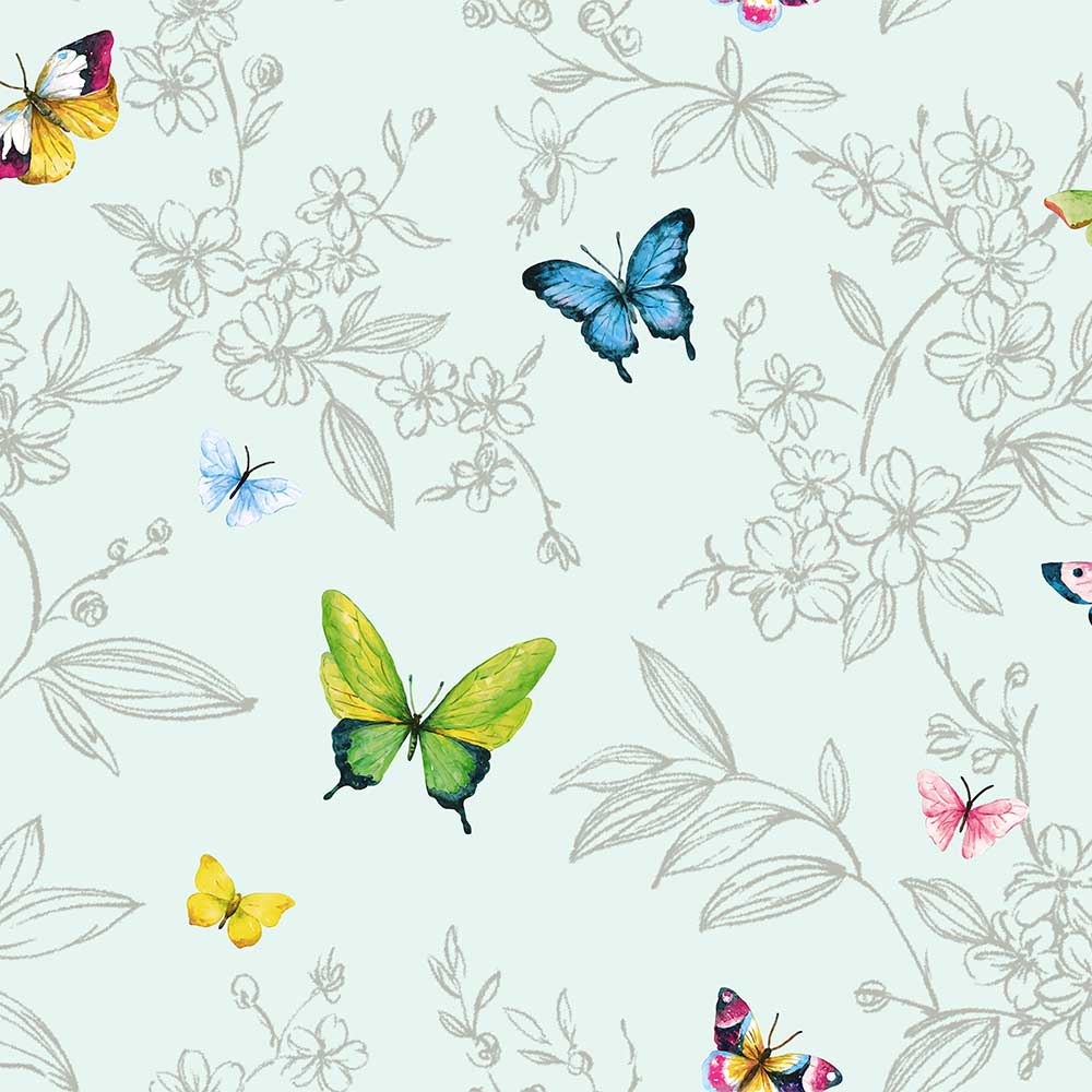 ANKA | Butterfly and flowers pattern wallpaper