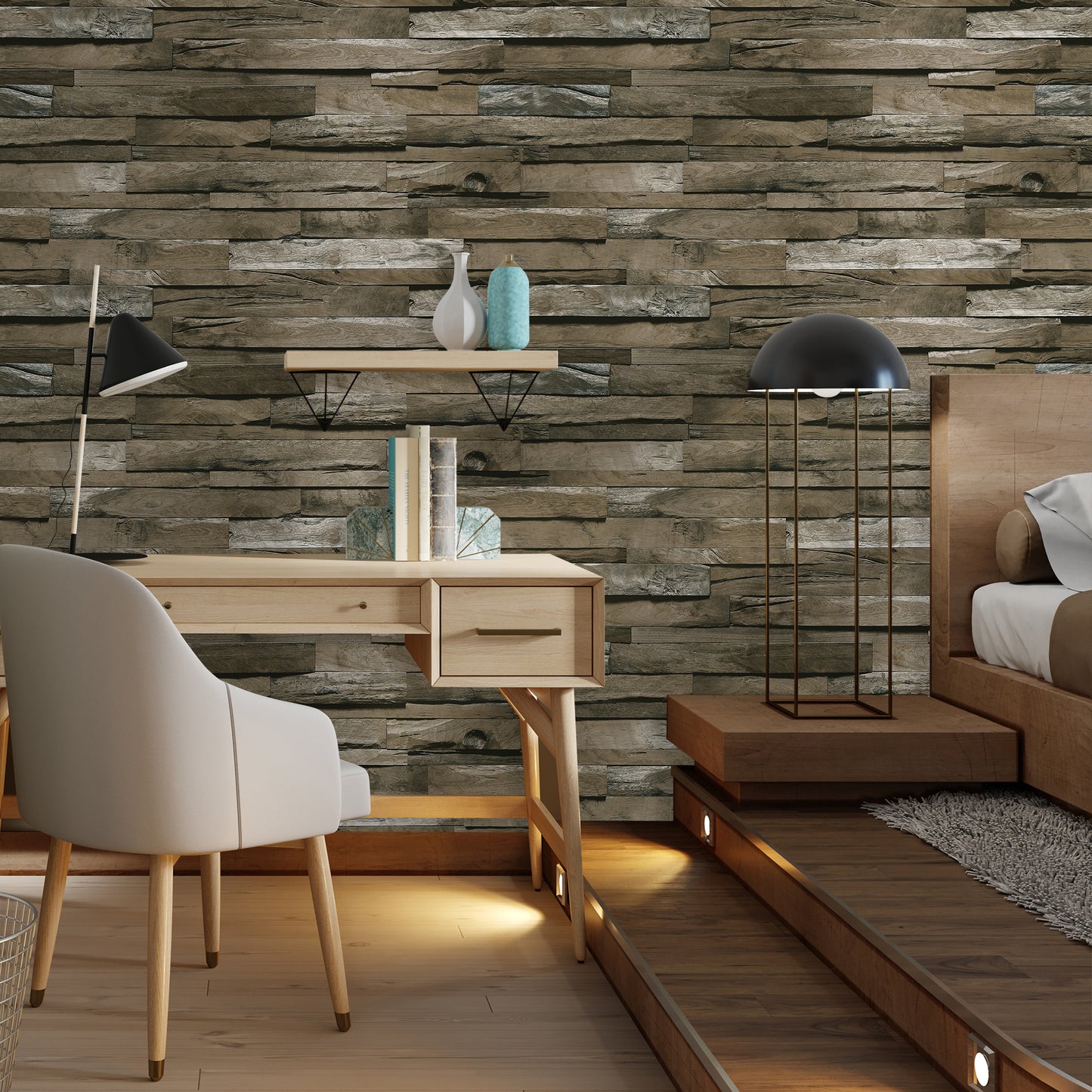 ANKA | Volumetric wooden tiles patterns wallpaper