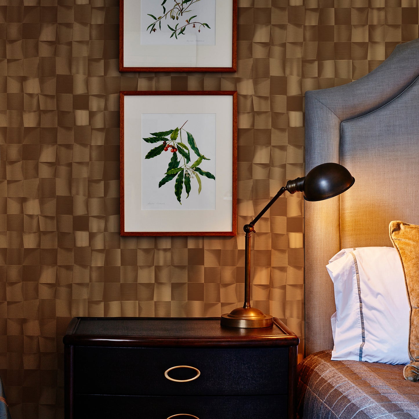 ANKA | Satinated wood tiles 3D pattern wallpaper