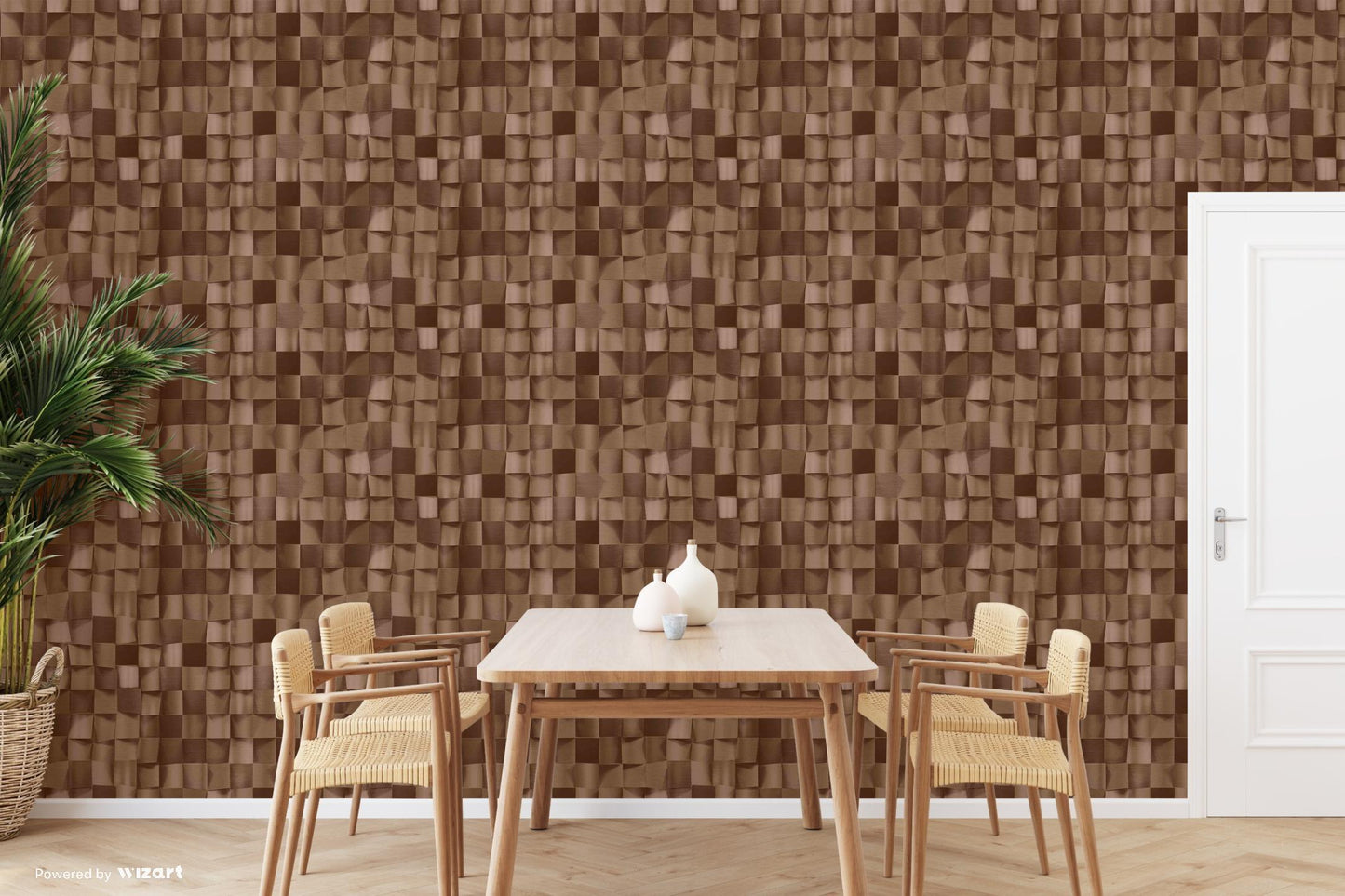 ANKA | Satinated wood tiles 3D pattern wallpaper