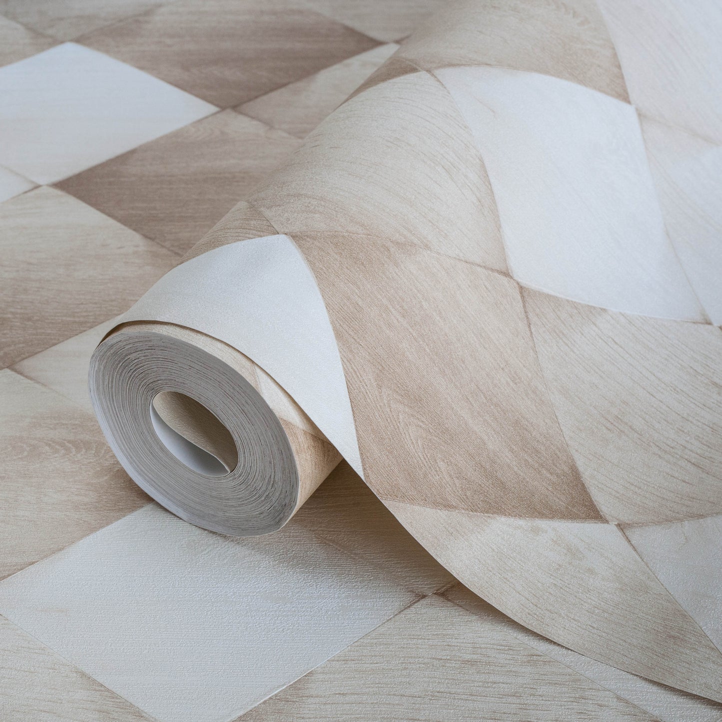 ANKA | Satinated wood tiles 3D pattern wallpaper