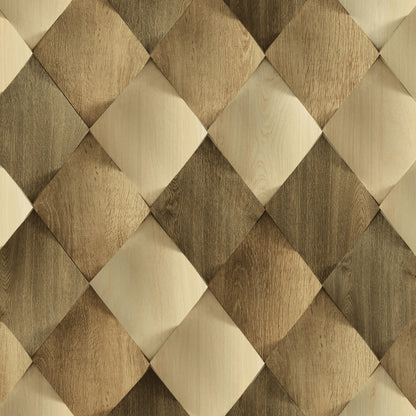 ANKA | Satinated wood tiles 3D pattern wallpaper