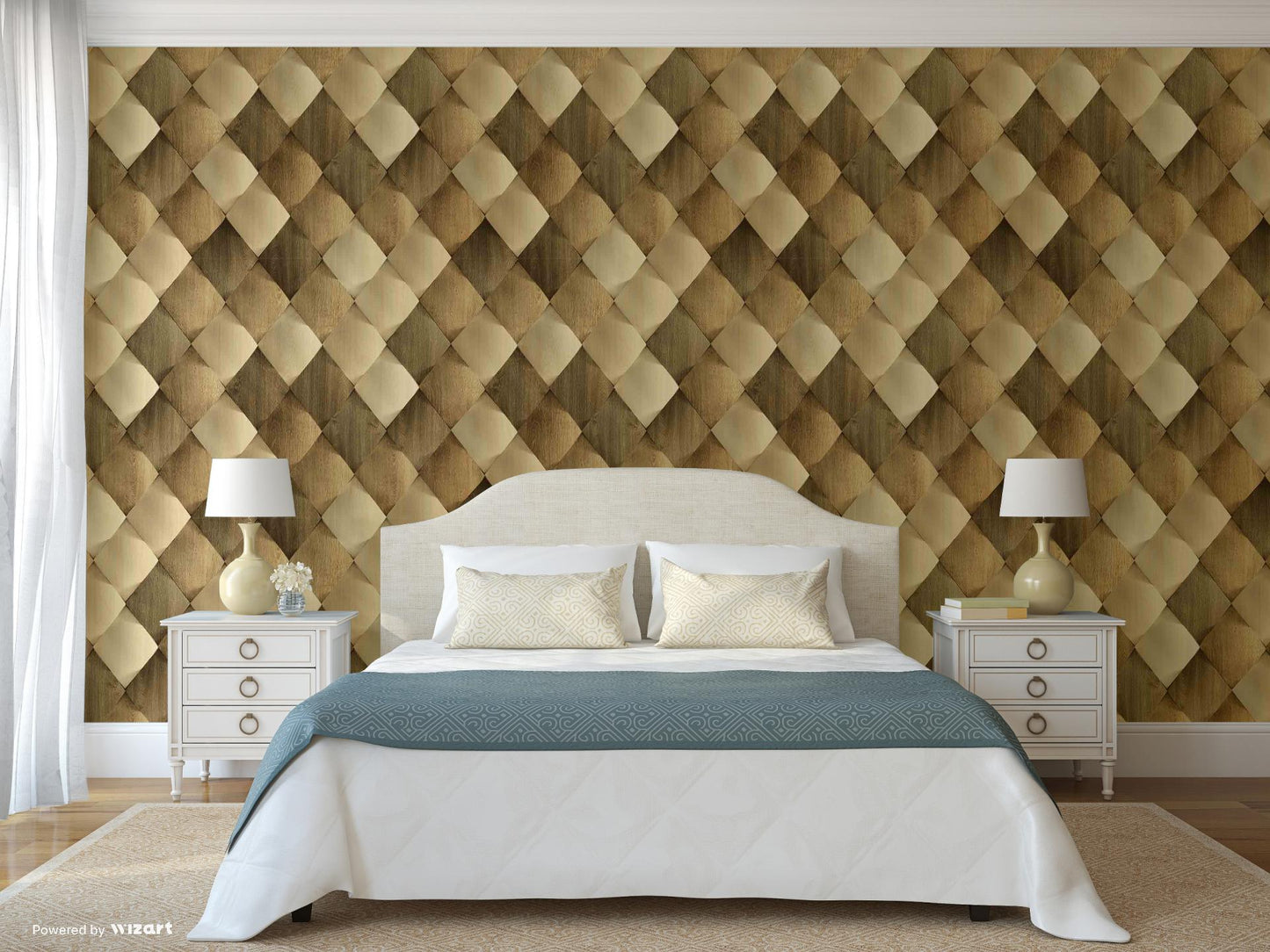 ANKA | Satinated wood tiles 3D pattern wallpaper