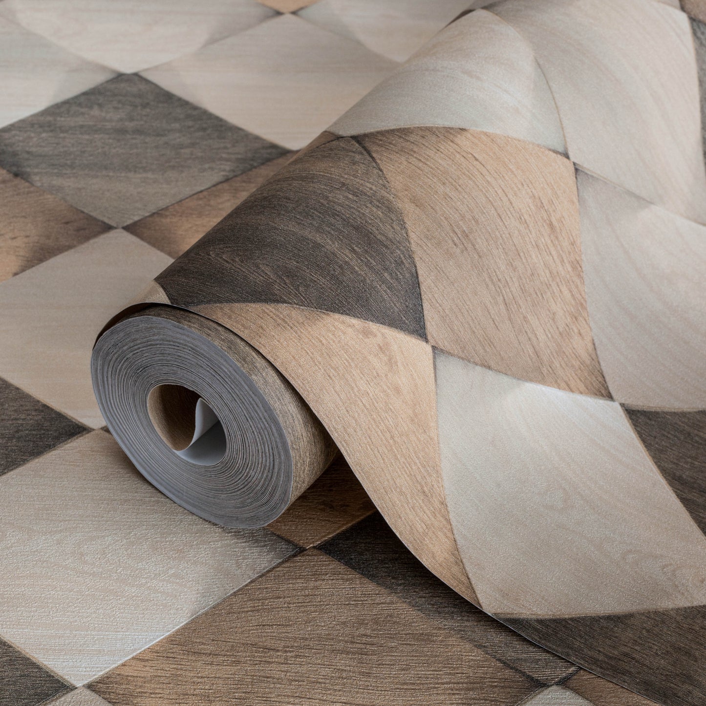 ANKA | Satinated wood tiles 3D pattern wallpaper