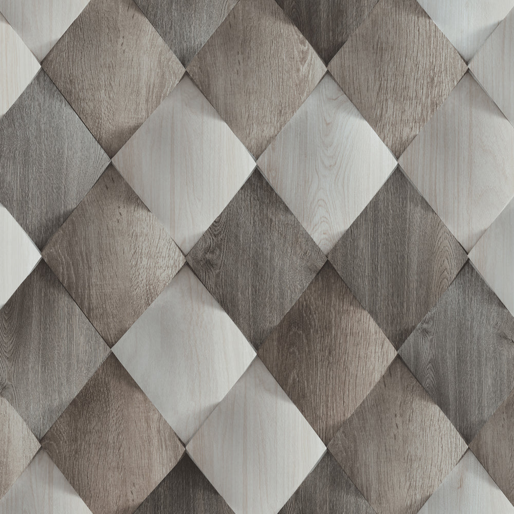 ANKA | Satinated wood tiles 3D pattern wallpaper