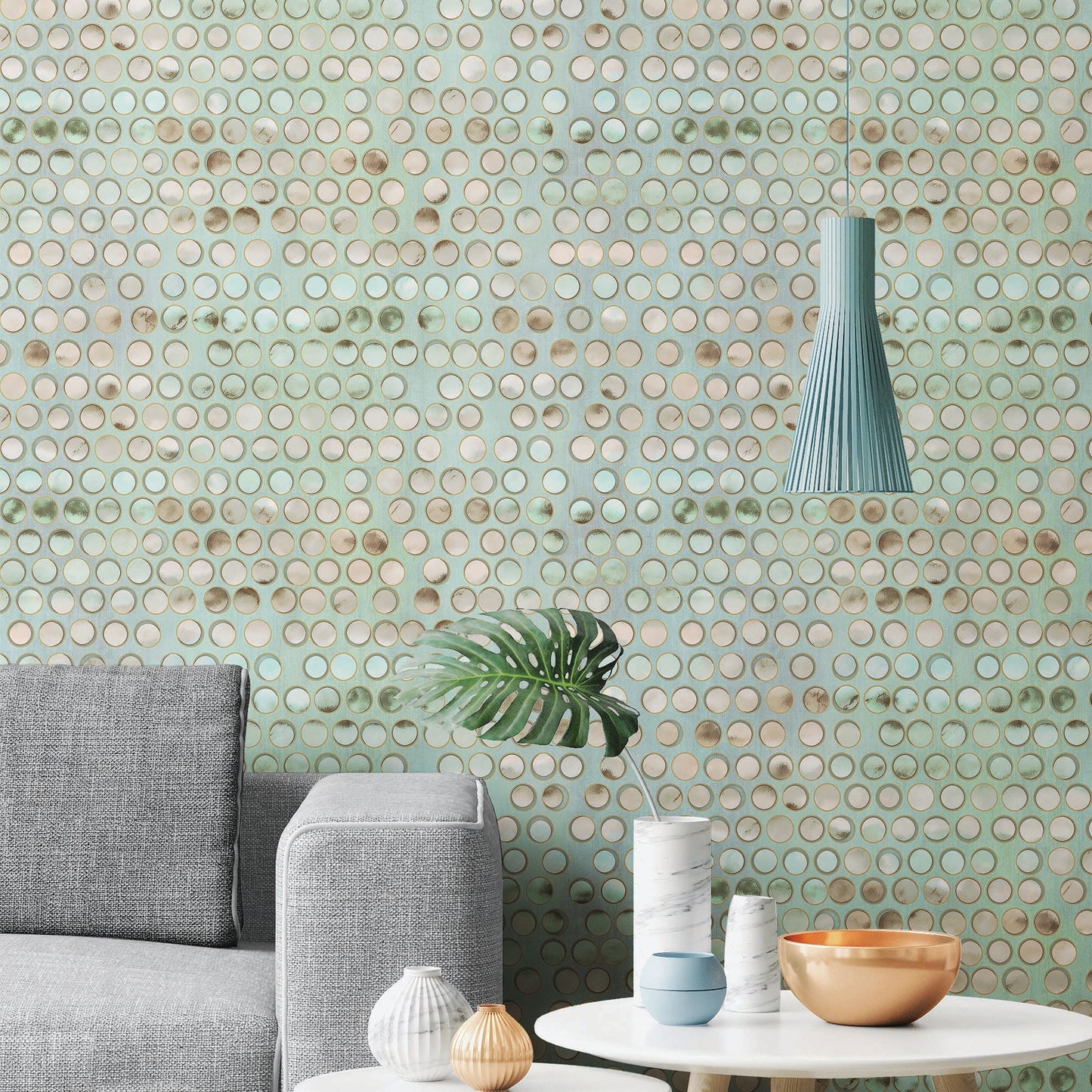 INDIGO | Mother-of-pearl dots design wallpaper