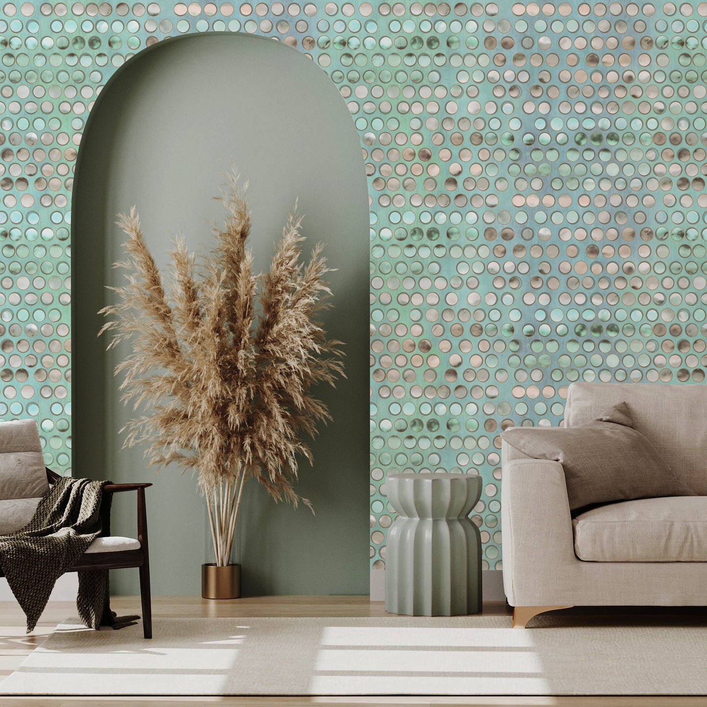 INDIGO | Mother-of-pearl dots design wallpaper