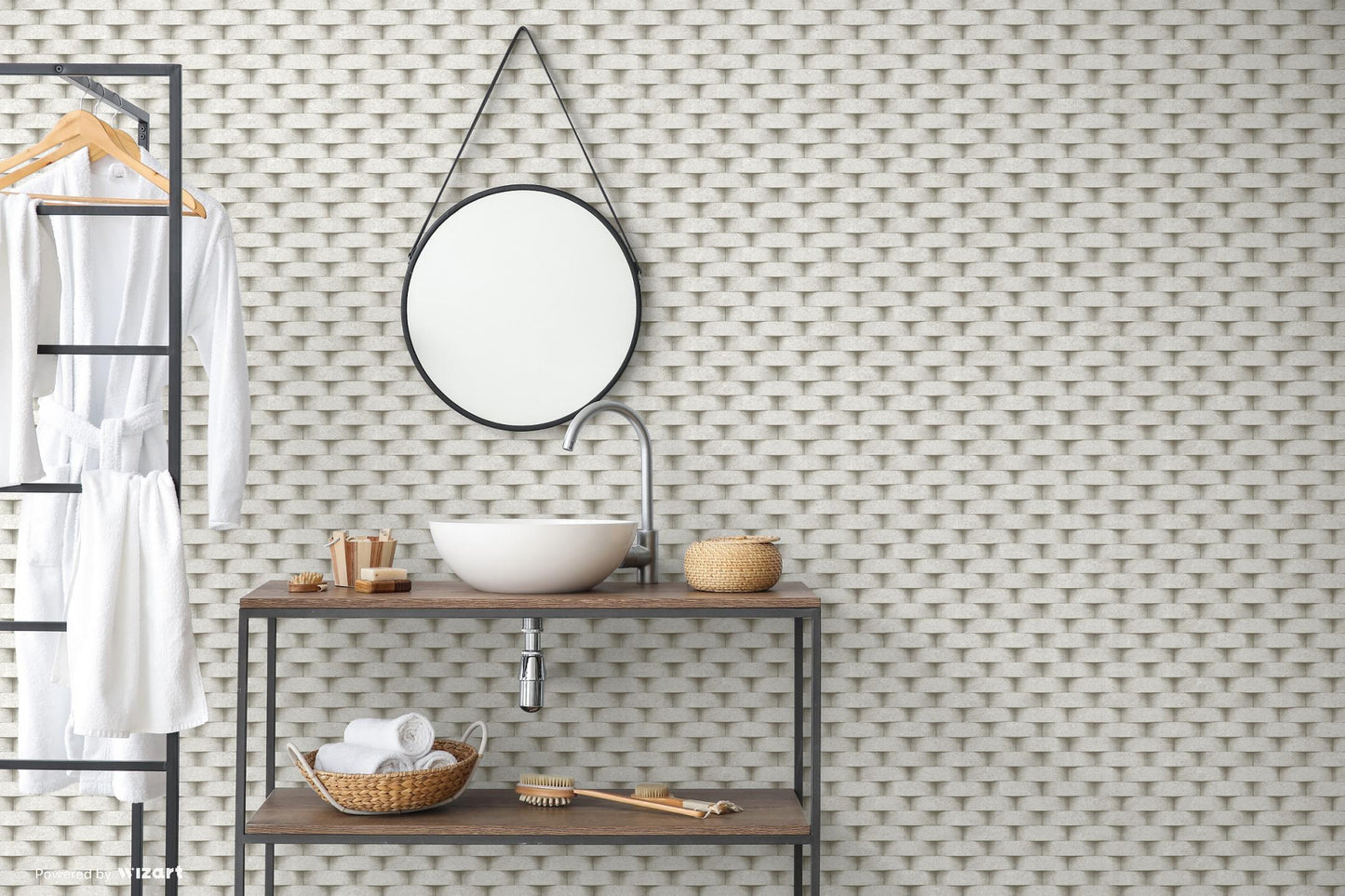 SEVEN | 3D Rounded brick wall pattern wallpaper