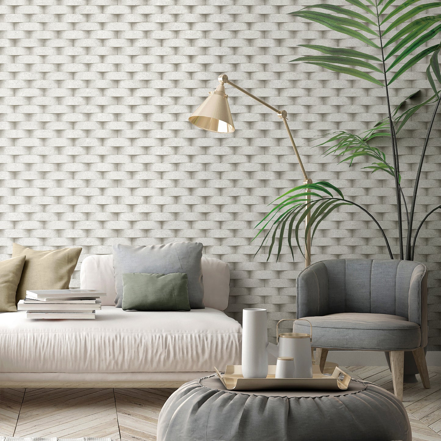 SEVEN | 3D Rounded brick wall pattern wallpaper