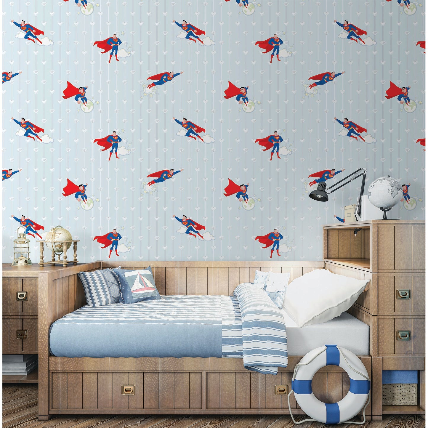 KIDS | Wallpaper with Superman and stripes design