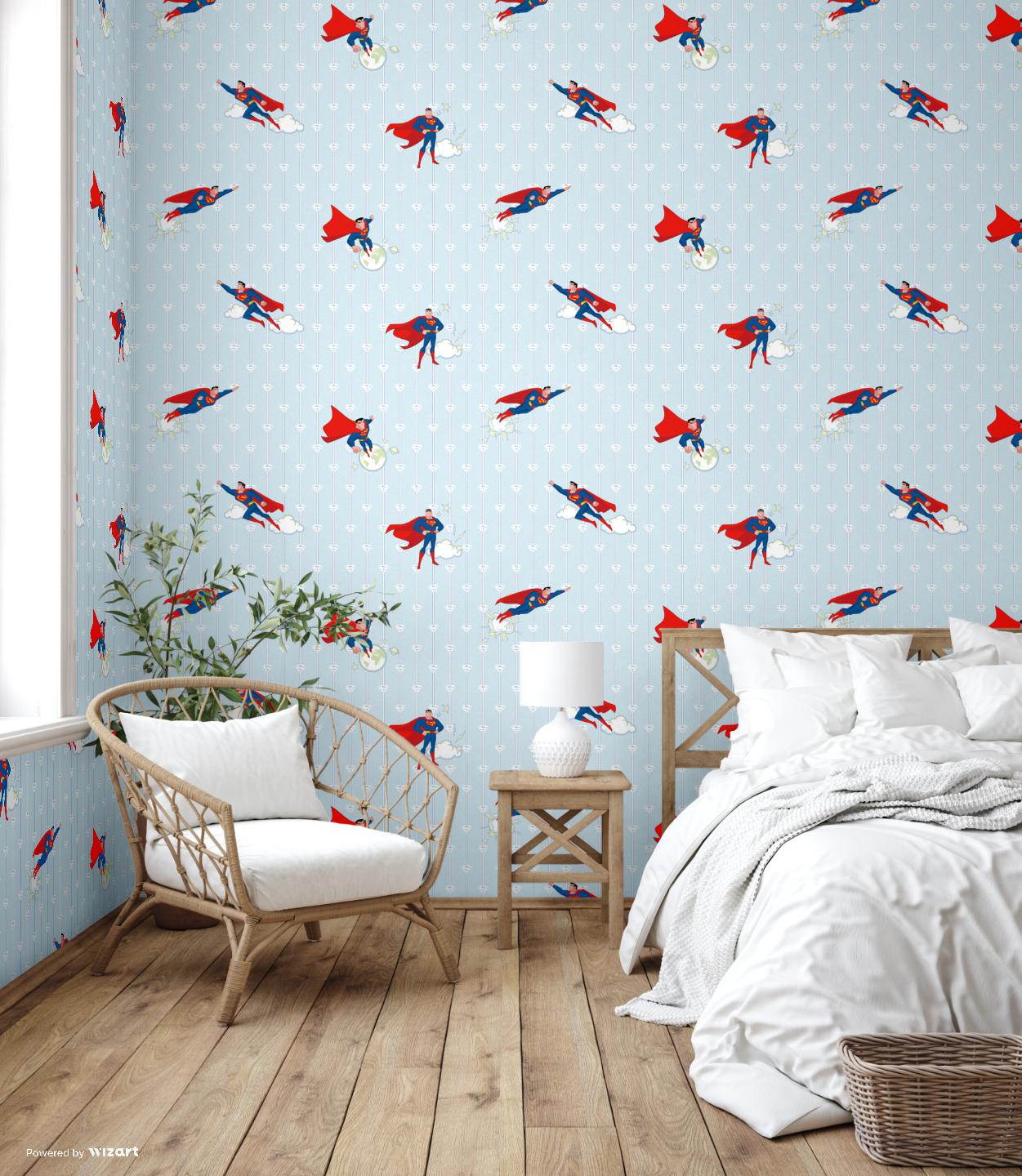 KIDS | Wallpaper with Superman and stripes design