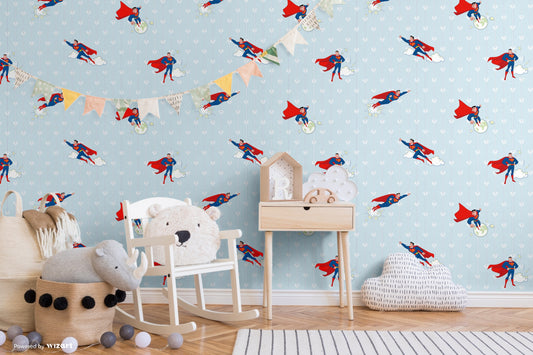 KIDS | Wallpaper with Superman and stripes design