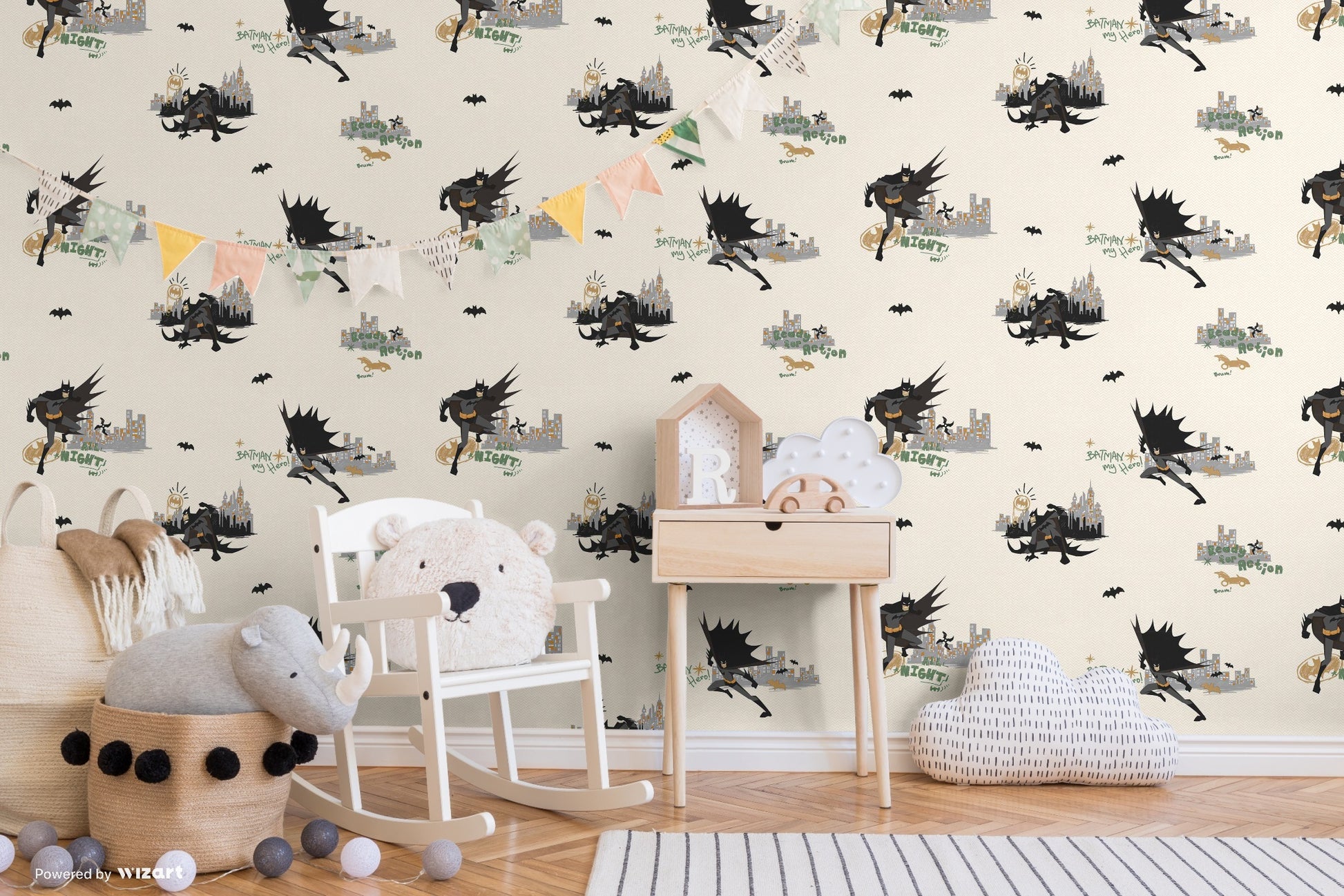 KIDS  Batman figured and light colored wallpaper – WallsBright