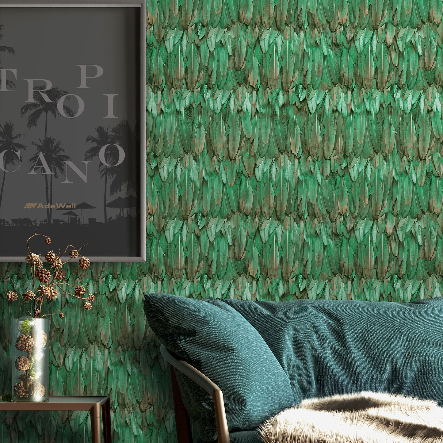 TROPICANO | Modern Bird Feather Patterned Wallpaper