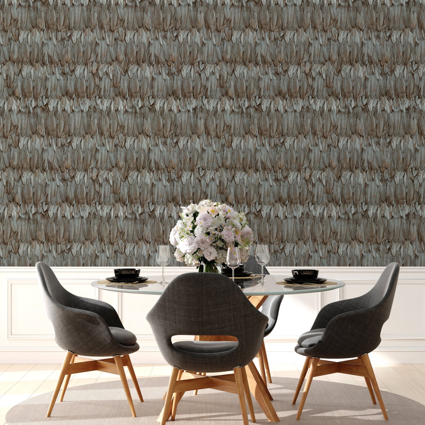 TROPICANO | Modern Bird Feather Patterned Wallpaper