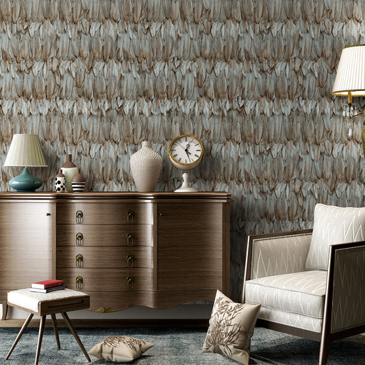 TROPICANO | Modern Bird Feather Patterned Wallpaper